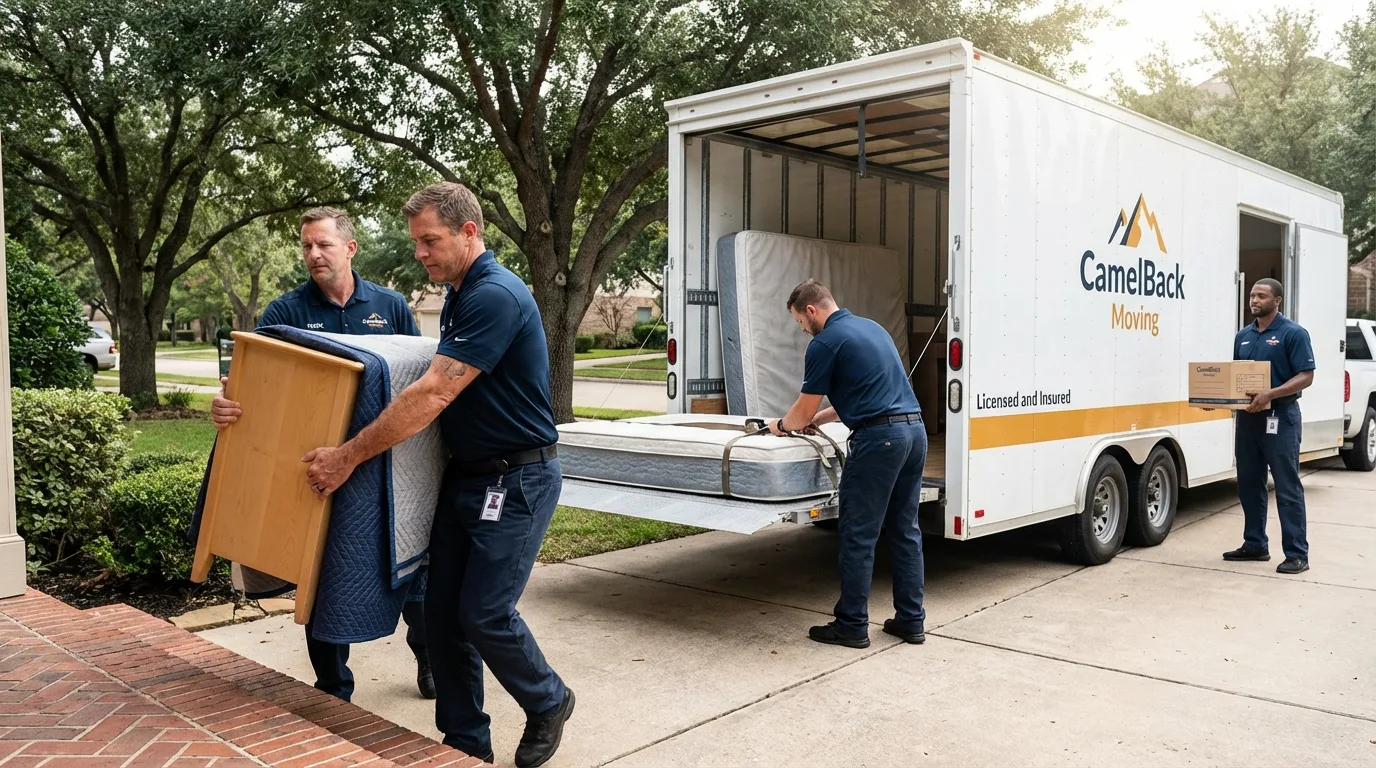 Crew loading residential truck for cross-state move from Washington, WV