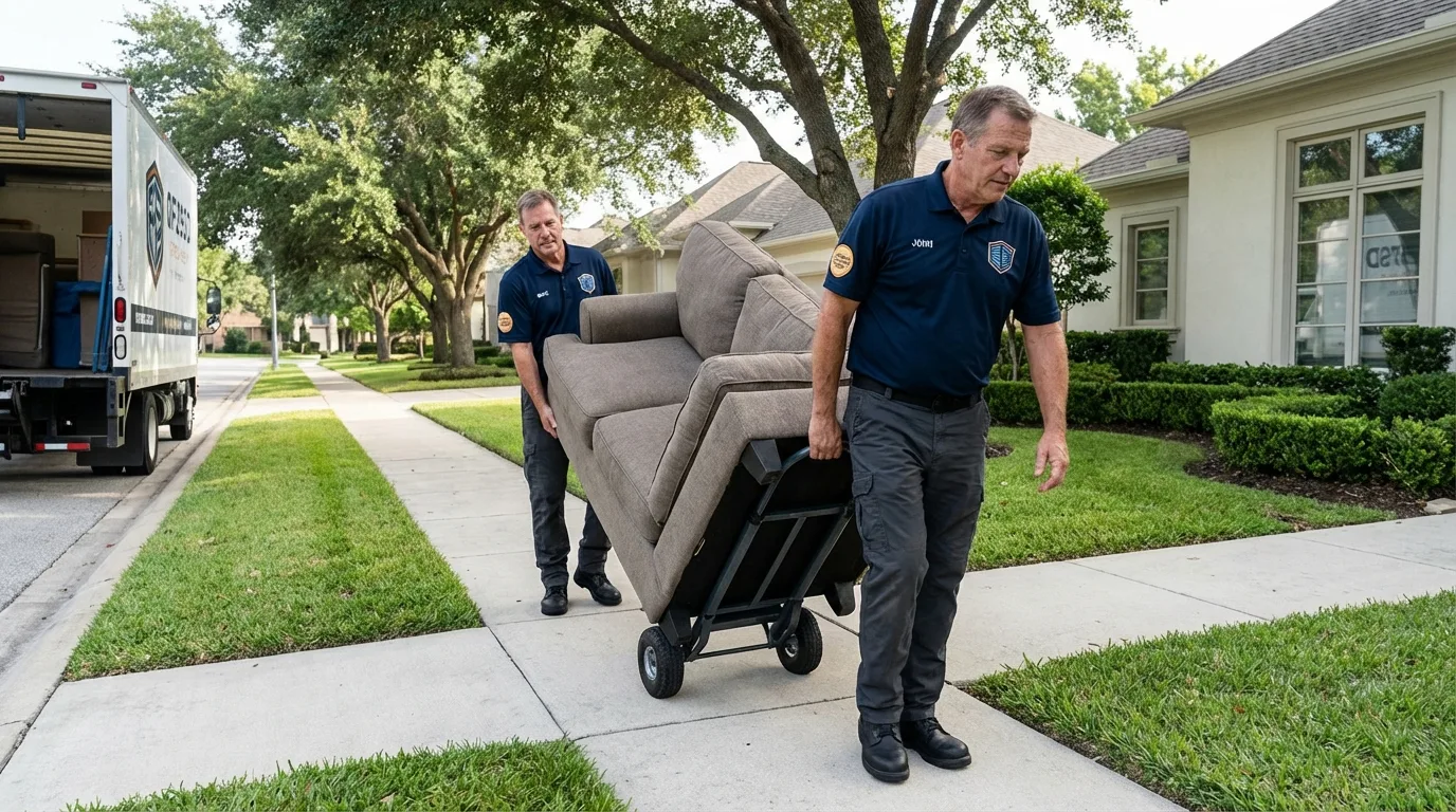 Local residential moving crew loading furniture in Washington, WV